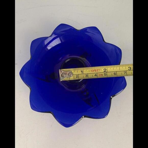 Vintage Cobalt Blue Glass Candlestick Holder - Picture 8 of 10